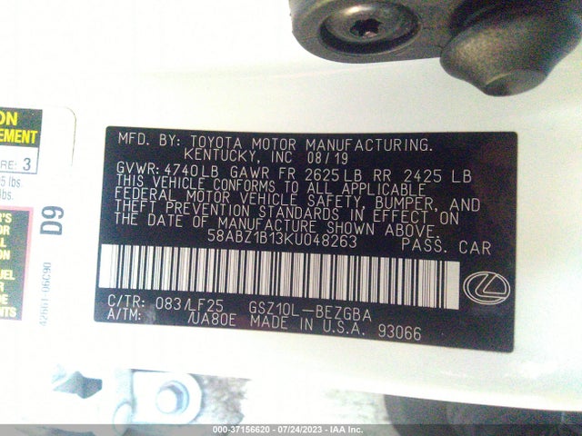 58ABZ1B13KU048263 Lexus Es Es 350