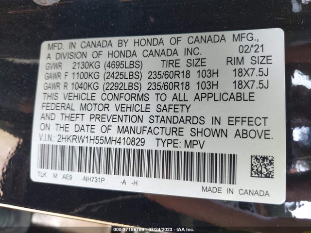 Honda CR-V EX 2021 2HKRW1H55MH410829 Image 15