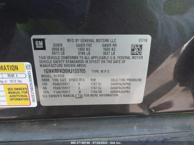 Chevrolet Traverse Ls 2017 1GNKRFKD8HJ133765 Image 16