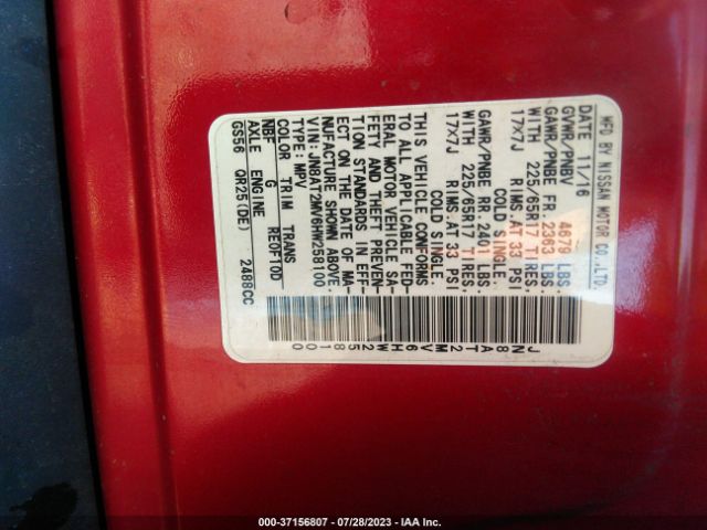JN8AT2MV6HW258100 Nissan ROGUE S