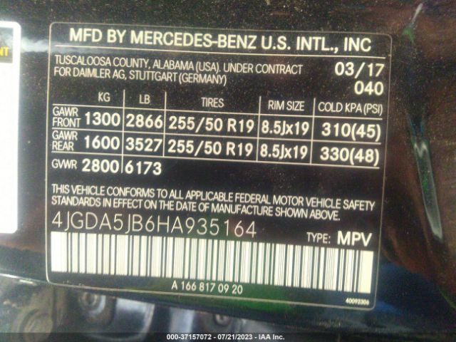 4JGDA5JB6HA935164 Mercedes-Benz Gle Gle 350