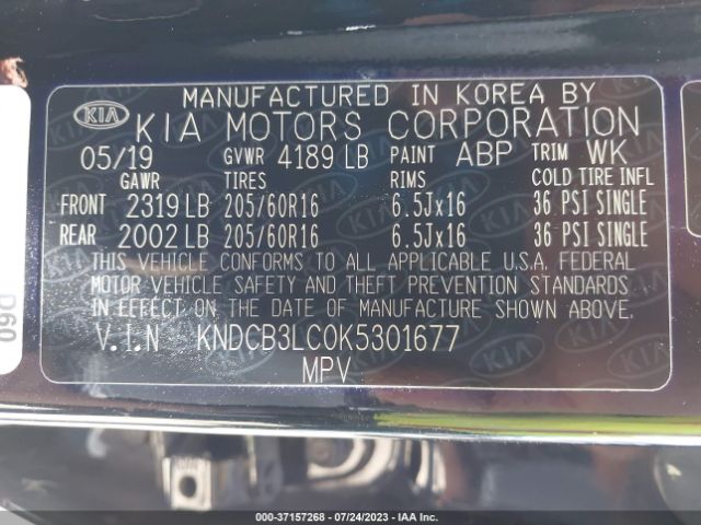 KNDCB3LC0K5301677 KIA NIRO LX