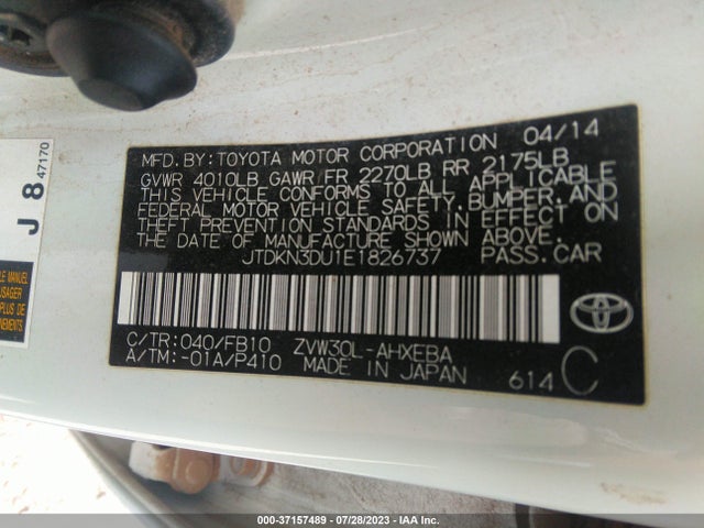 Toyota Prius Four/five/three/one/two 2014 JTDKN3DU1E1826737 Image 9
