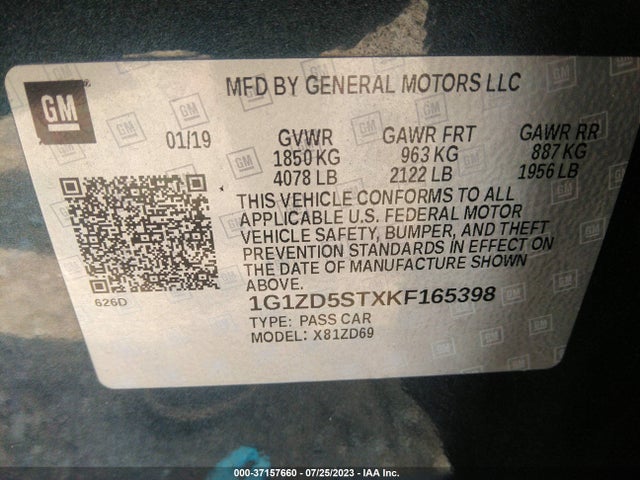 Chevrolet MALIBU LT 2019 1G1ZD5STXKF165398 Image 9