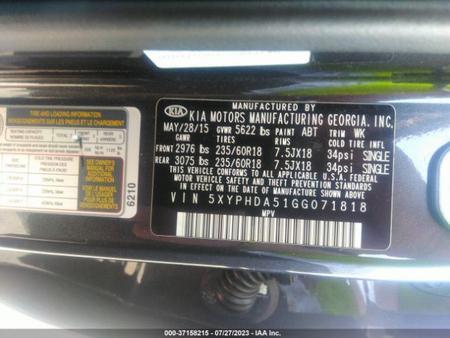 5XYPHDA51GG071818 KIA SORENTO EX