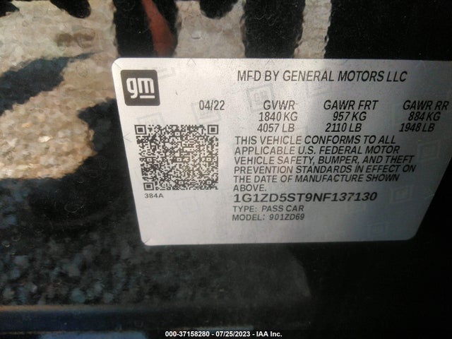 Chevrolet MALIBU LT 2022 1G1ZD5ST9NF137130 Image 9