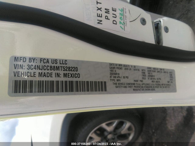 3C4NJCCB8MT528220 Jeep Compass Limited