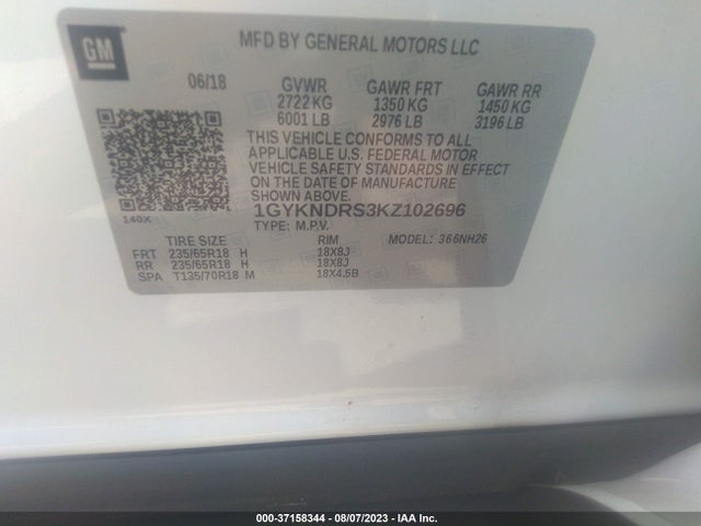 Cadillac XT5 LUXURY 2019 1GYKNDRS3KZ102696 Image 9