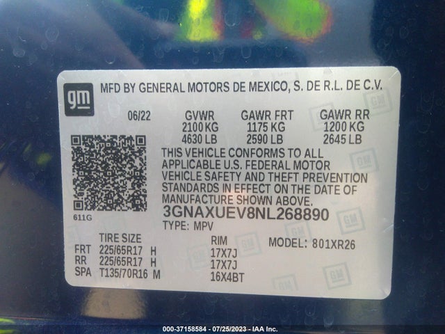 Chevrolet EQUINOX LT 2022 3GNAXUEV8NL268890 Image 9