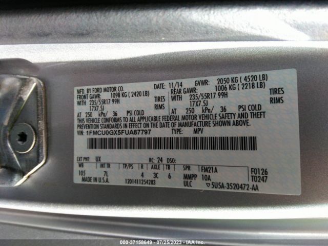 1FMCU0GX5FUA87797 Ford ESCAPE SE