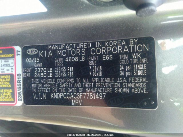 KNDPCCAC3F7781497 KIA Sportage Ex