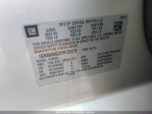 Chevrolet Suburban Ltz 2015 1GNSKKKC2FR125079 Image 9