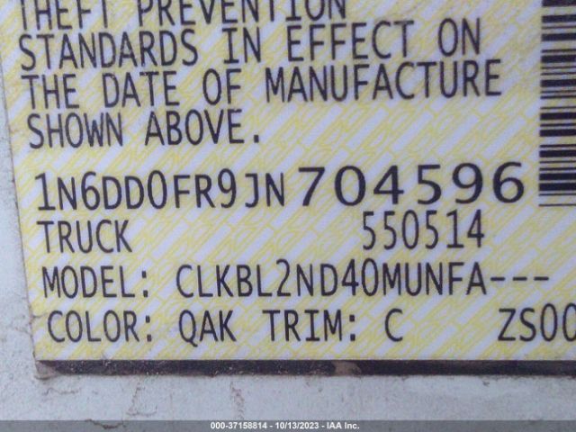 1N6DD0FR9JN704596 Nissan Frontier Sv V6