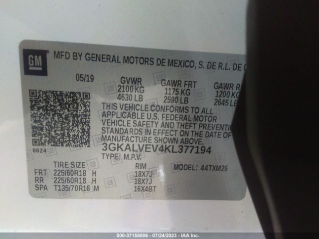 3GKALVEV4KL377194 GMC Terrain Slt