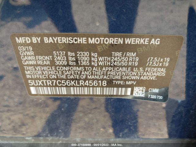 5UXTR7C56KLR45618 BMW X3 Sdrive30i