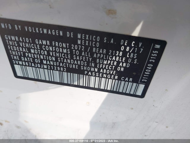 3VWB67AJ0JM212982 Volkswagen Jetta 1.4t