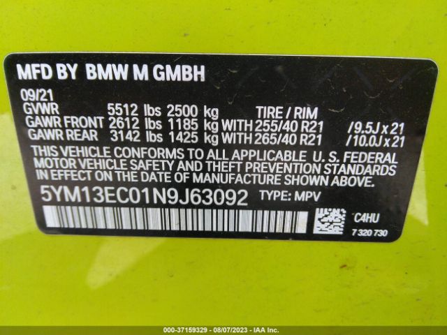 5YM13EC01N9J63092 BMW X3 M