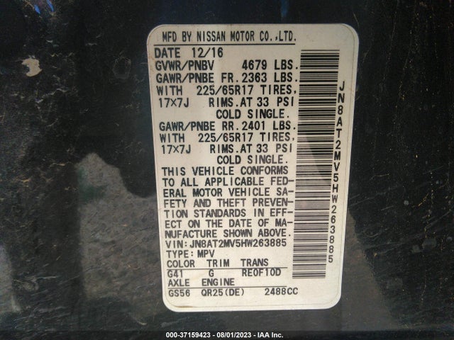 Nissan ROGUE SV 2017 JN8AT2MV5HW263885 Image 9