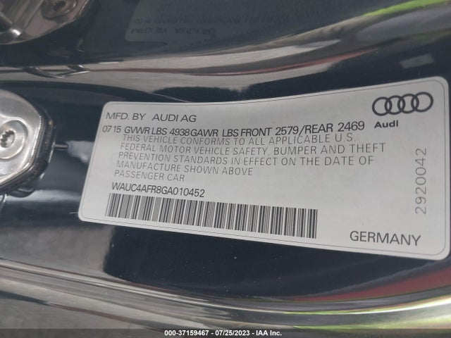 WAUC4AFR8GA010452 Audi S5 Premium Plus