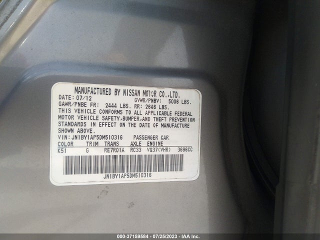 2013 INFINITI M37 VIN: JN1BY1AP5DM510316