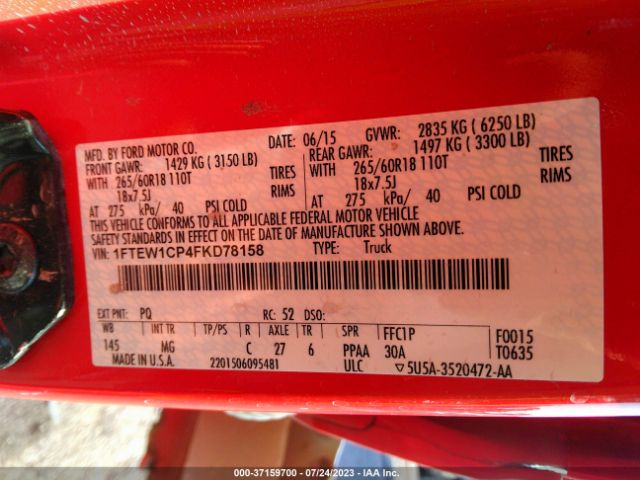 1FTEW1CP4FKD78158 Ford F-150 Xl/lariat/xlt
