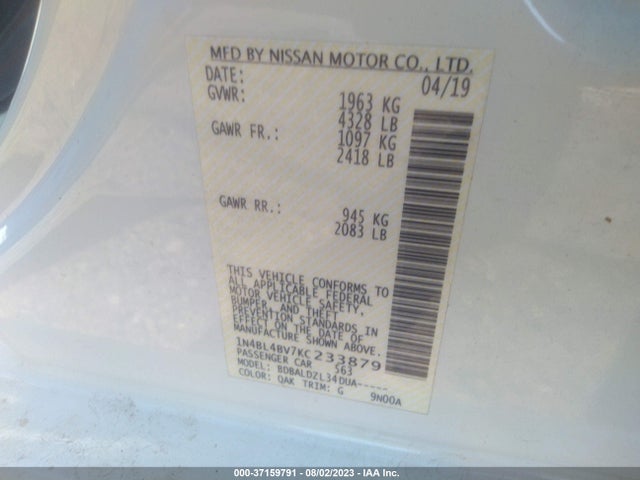 Nissan Altima 2.5 S 2019 1N4BL4BV7KC233879 Image 15