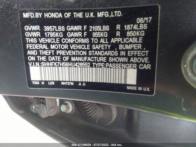 Honda Civic Hatchback Ex 2017 SHHFK7H56HU428552 Image 9