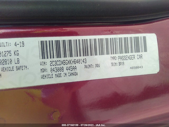 2019 DODGE CHARGER 2C3CDXBGXKH640143 Photo 8
