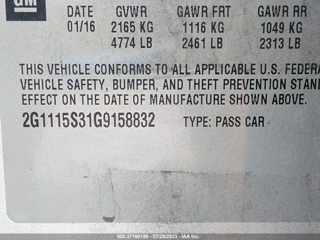 Chevrolet Impala 2lt 2016 2G1115S31G9158832 Image 9