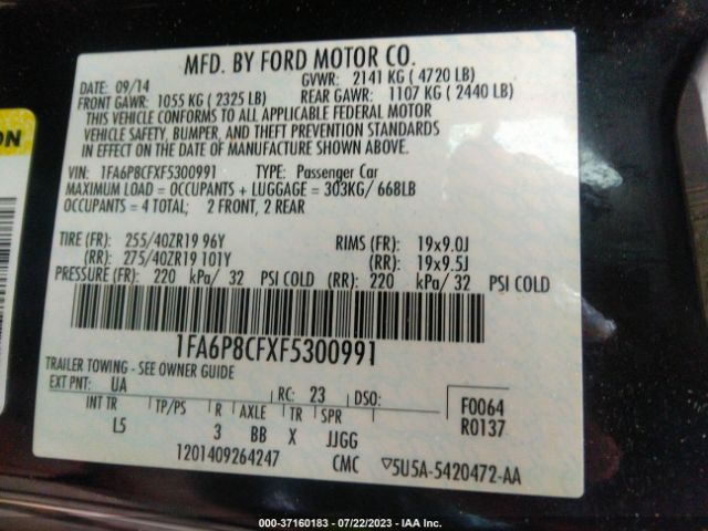 1FA6P8CFXF5300991 Ford MUSTANG GT