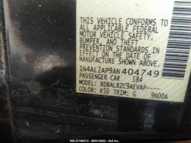 2010 NISSAN ALTIMA 2.5 S VIN: 1N4AL2AP9AN404749