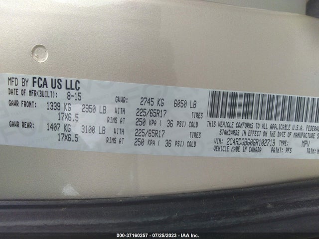 Dodge Grand Caravan Se Plus 2016 2C4RDGBG0GR102719 Image 9