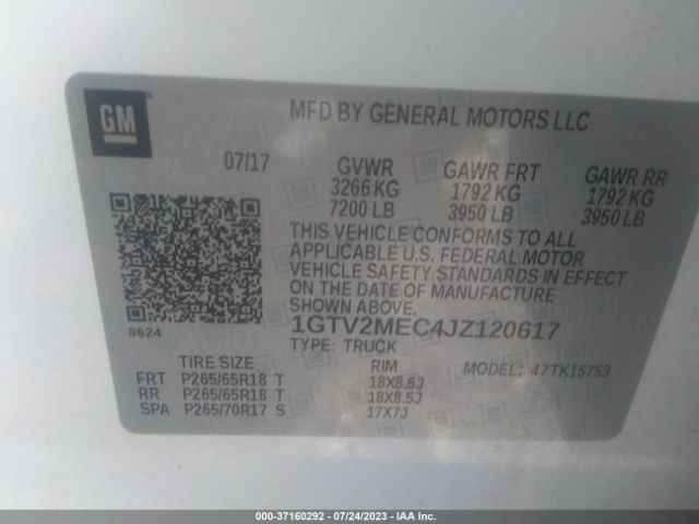 1GTV2MEC4JZ120617 GMC Sierra 1500 Sle