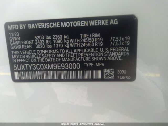 5UXTY3C0XM9E93000 BMW X3 Sdrive30i