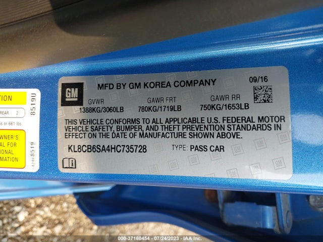 Chevrolet SPARK LS 2017 KL8CB6SA4HC735728 Image 9