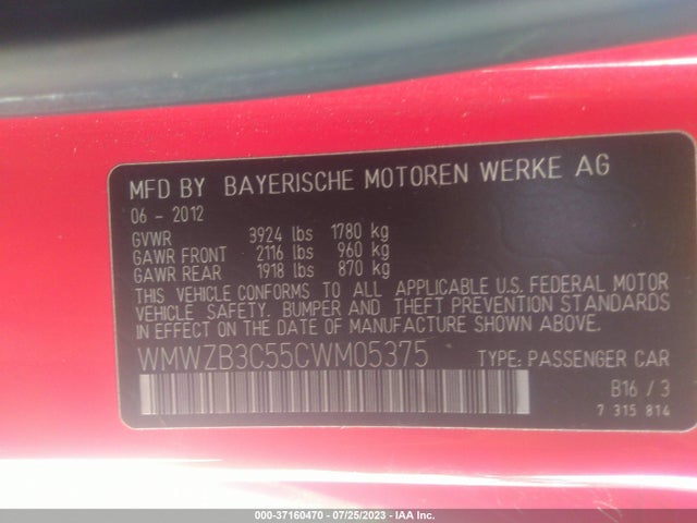 2012 MINI COOPER COUNTRYMAN VIN: WMWZB3C55CWM05375