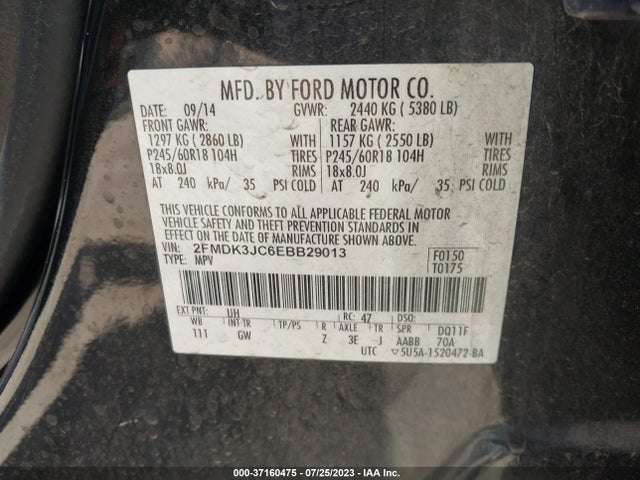 Ford EDGE SEL 2014 2FMDK3JC6EBB29013 Image 10