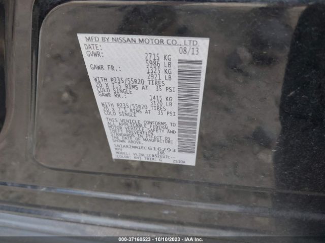 5N1AR2MM1EC616293 Nissan Pathfinder Platinum