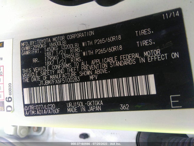 2015 Lexus GX, VIN: JTJBM7FX6F5100283