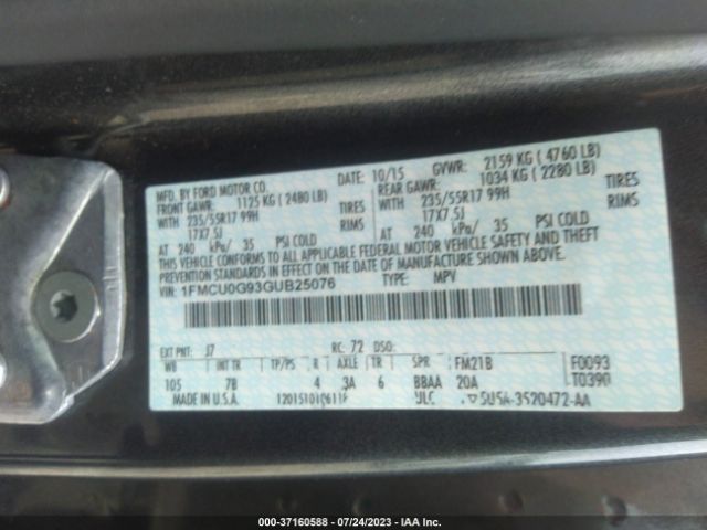 1FMCU0G93GUB25076 Ford ESCAPE SE
