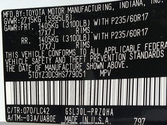 Toyota Sienna Xle Auto Access 2017 5TDYZ3DC9HS779051 Image 9