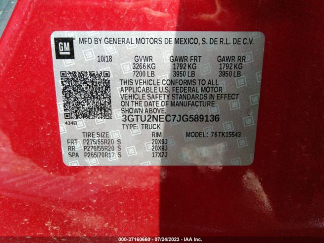 3GTU2NEC7JG589136 GMC Sierra 1500 Slt