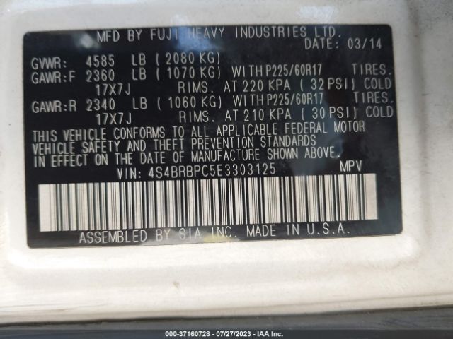 4S4BRBPC5E3303125 Subaru Outback 2.5i Limited
