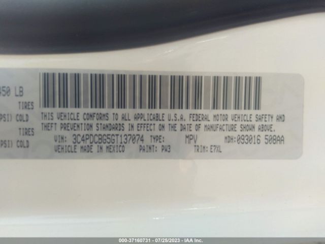 3C4PDCBG5GT137074 Dodge Journey Sxt