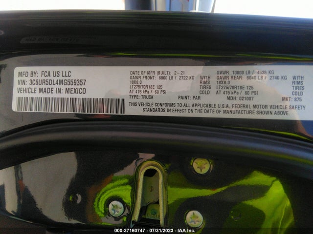 RAM 2500 Lone Star 2021 3C6UR5DL4MG559357 Image 9