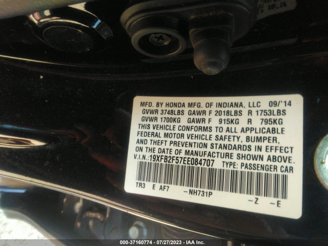 Honda Civic Sedan Lx 2014 19XFB2F57EE084707 Image 9
