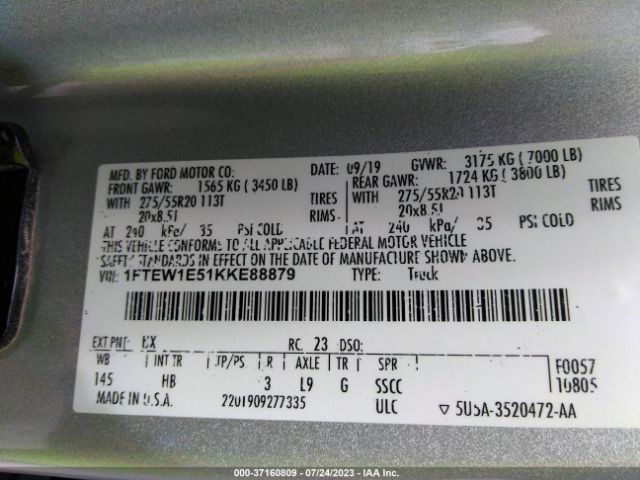1FTEW1E51KKE88879 Ford F-150 Lariat