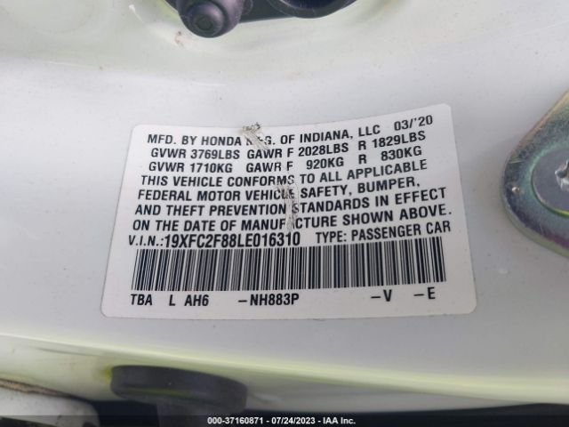 19XFC2F88LE016310 Honda Civic Sedan Sport