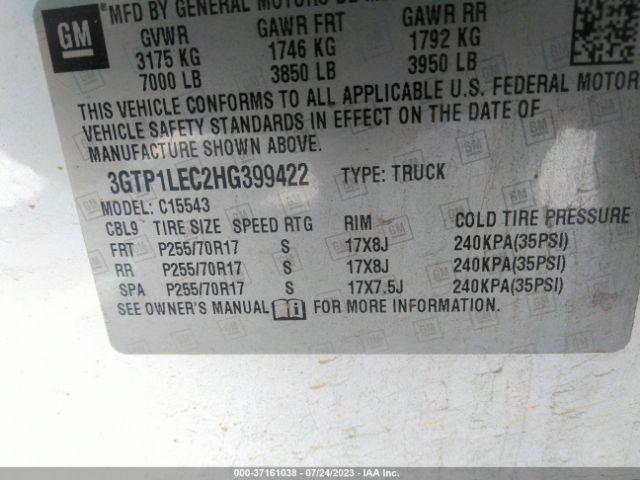 3GTP1LEC2HG399422 GMC SIERRA 1500