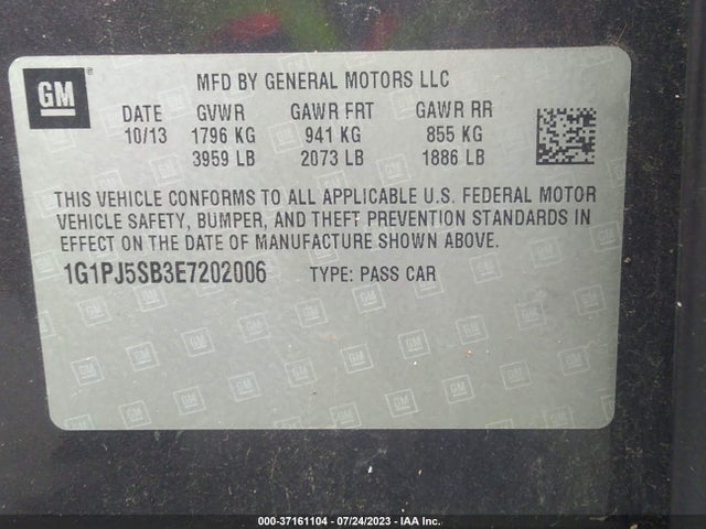 Chevrolet Cruze Eco Manual 2014 1G1PJ5SB3E7202006 Image 9